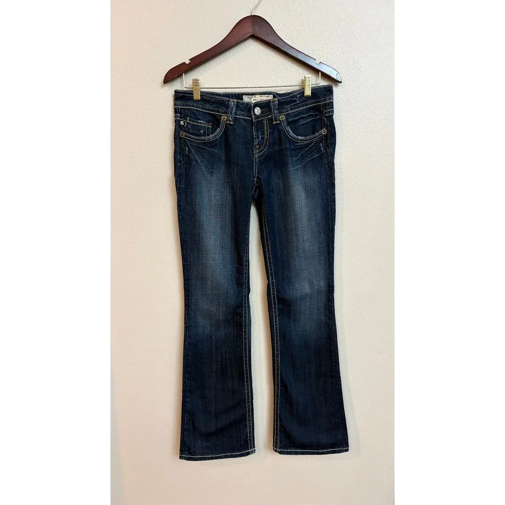 MEK Denim Henderson Bootcut Jeans 28 Dark Wash Distressed Y2K W1HENDB2 DKBLU